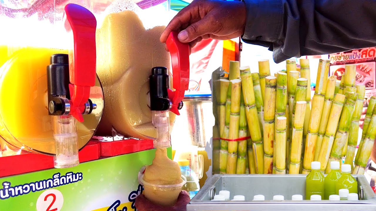 Best Sugarcane Juice slushie with Slushy Machine Street Food Thailand | Food News Video