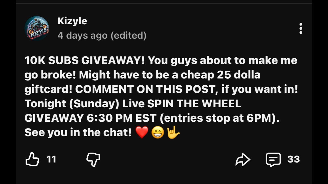 FREE SUBSCRIBER GIVEAWAY! Live spin the wheel giveaway for Kizyle Subscribers! Who&rsquo;s gunna win?