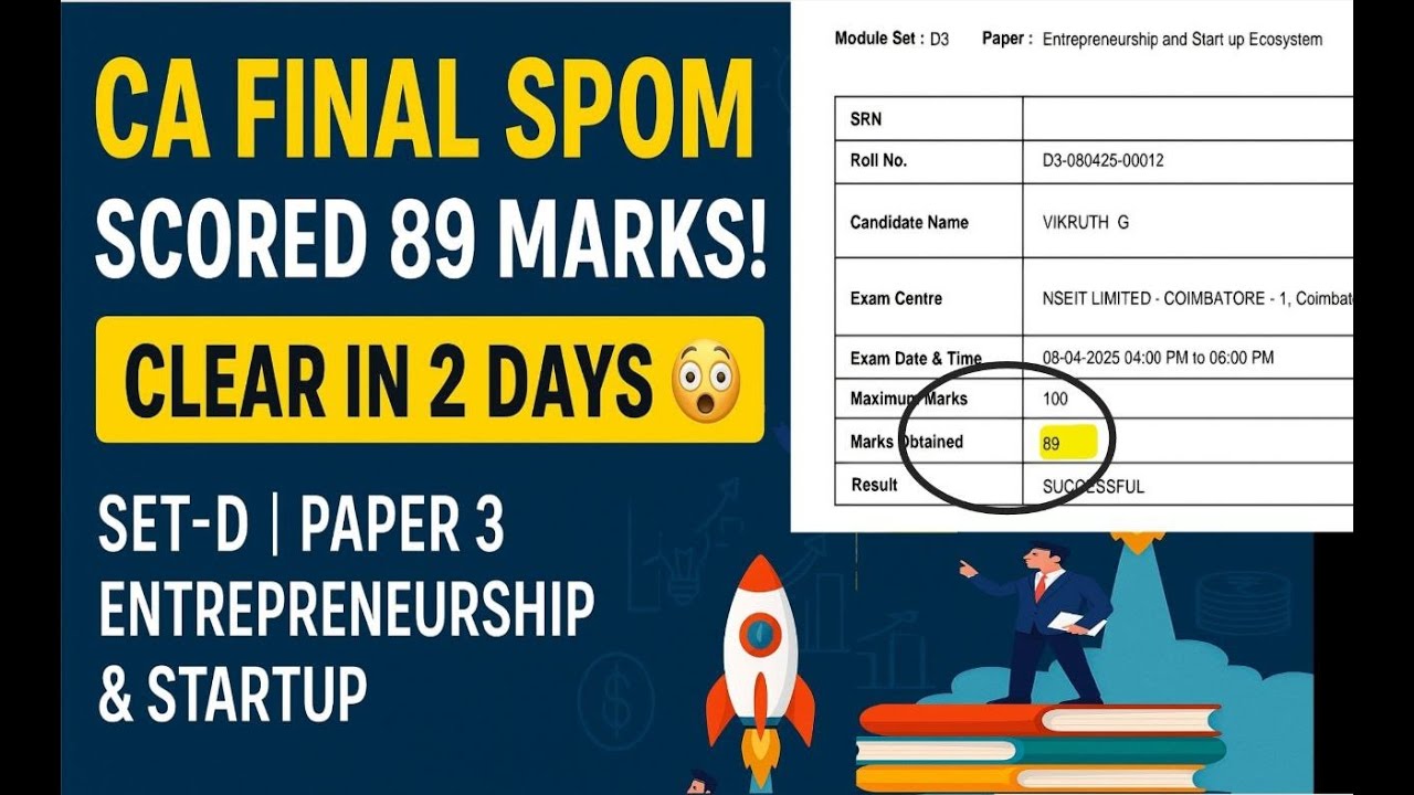 CA Final SPOM Set-D Paper 3 Предпринимательство и стартап | Стратегия, которую нужно пройти за 2 ...