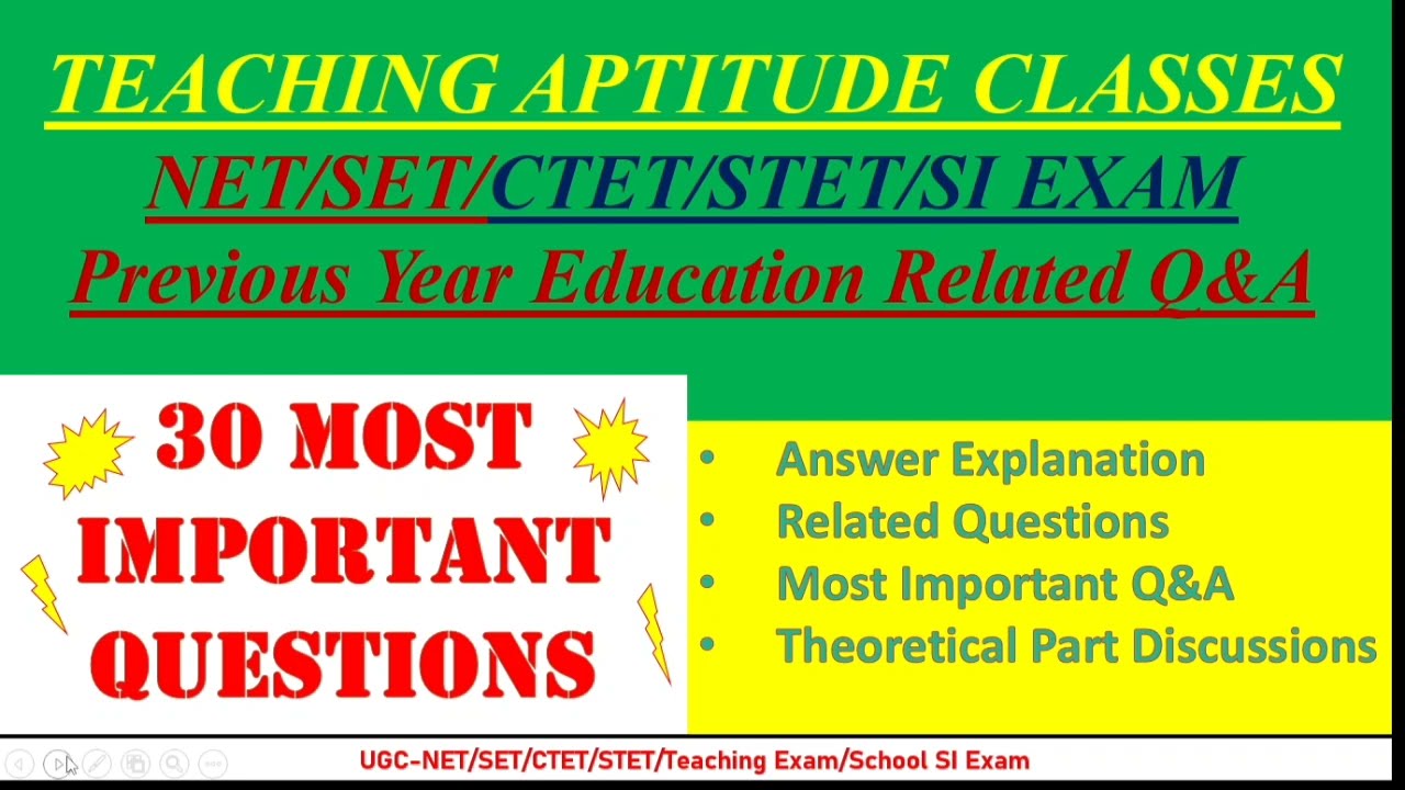 30 Most Important Educational Aptitude Questions for Teaching Exams || PYQ of WBPSC School SI Exam 