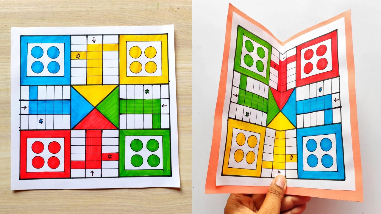 Game Board Drawing using paper | Ludo Game Board making easy | How to make Game Board easy