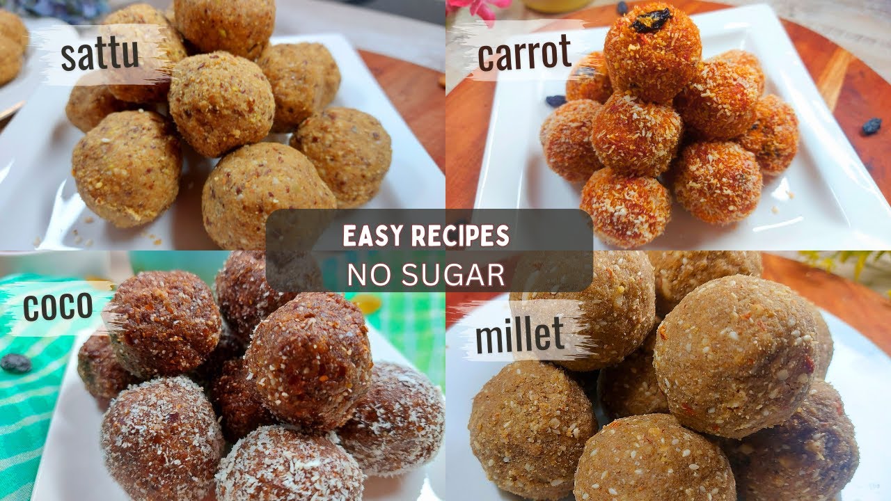 4 Quick & Easy Ladoo Recipes! Energy Balls Protein Rich Snack! Millet and Sattu Recipes!