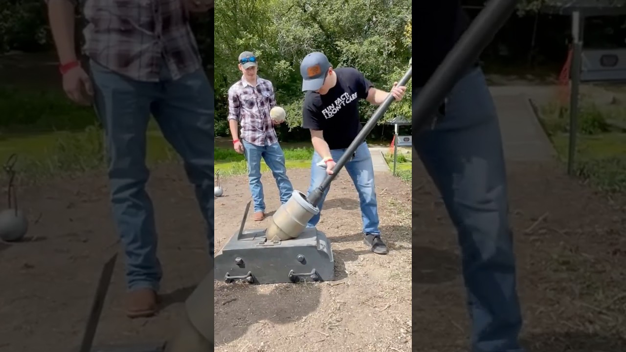 SEND IT! Cantaloupe  vs Civil War 1838 24lbs Coehorn Mortar Fire  #mortar #cannon #reenactment