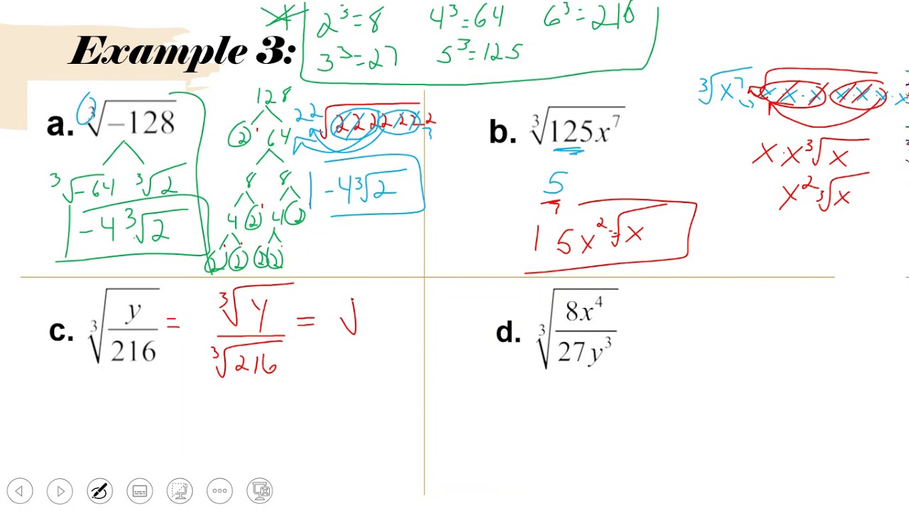 Algbera 1 - 9.1 Using Properties of Radicals