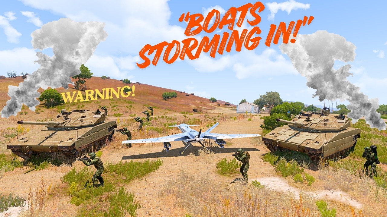 Tanks & Warplanes Defend the Land from Massive Naval Assault!! | Arma 3