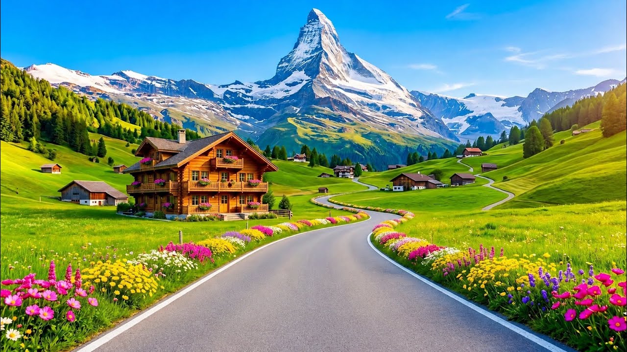 Swiss Village Drive + Top Relaxing Music, 4K