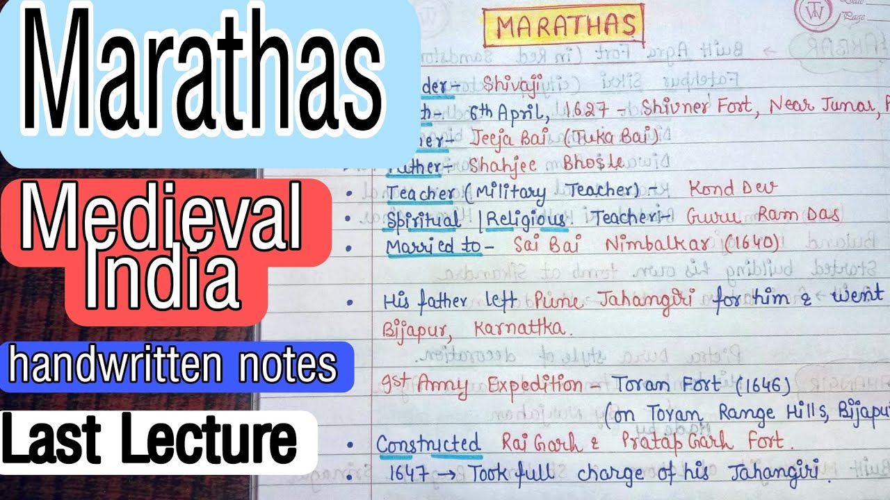 Marathas || Medieval India || handwritten notes || Ec. 41 || The Aspirant!