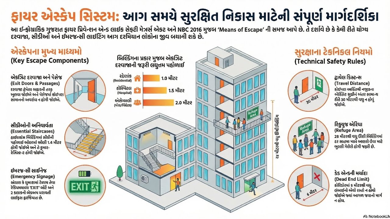 ફાયર એસ્કેપ સિસ્ટમ What is a fire escape system? #gujratfireexam