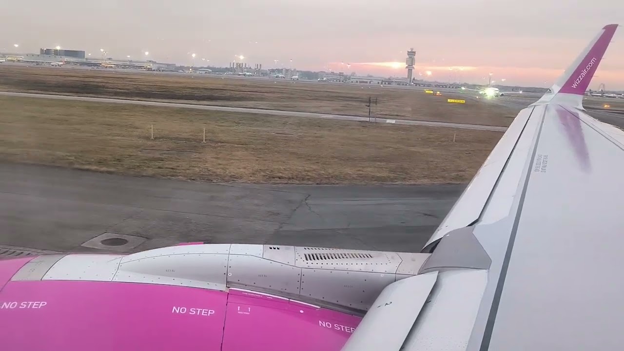 Wizzair airbus 321 neo take off from Milan Malpensa.