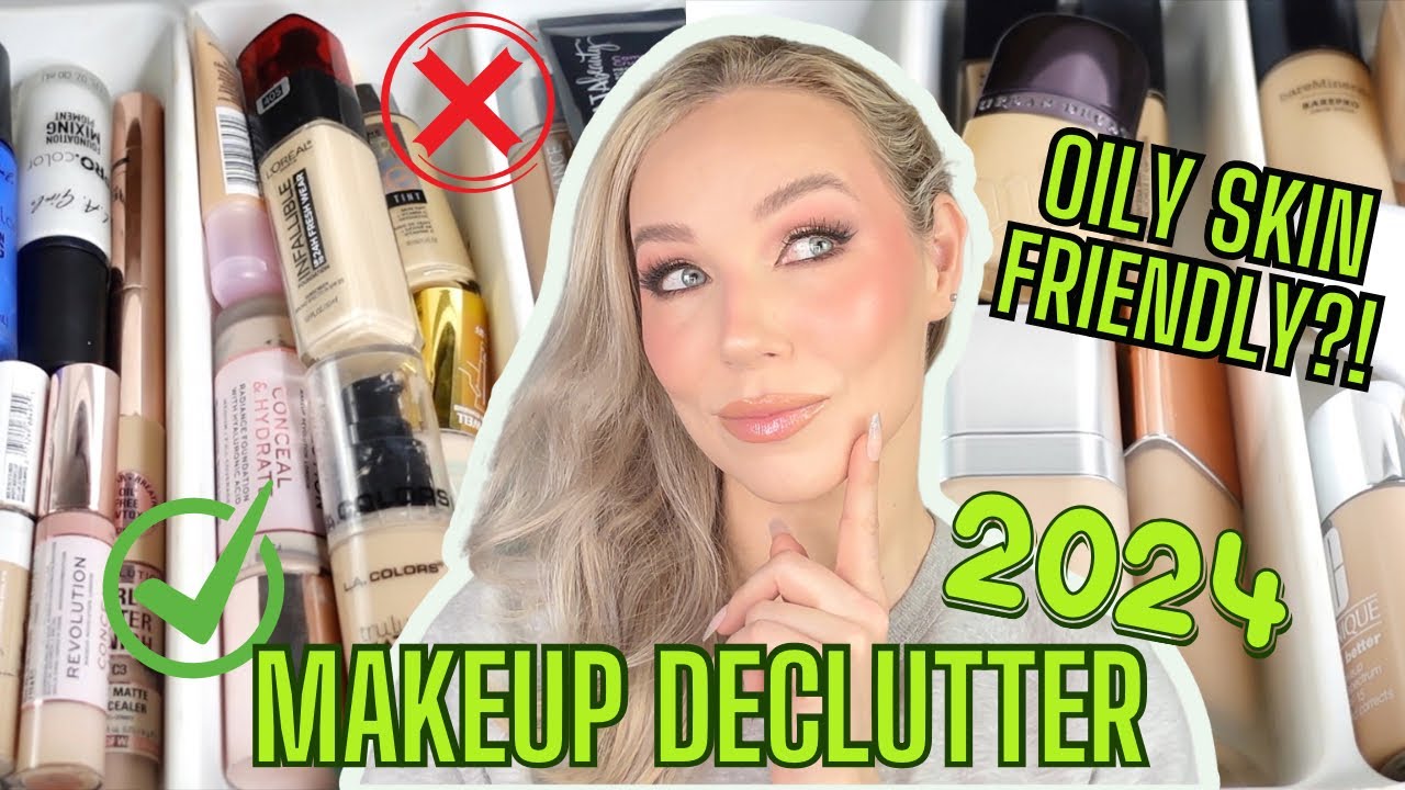 MAKEUP COLLECTION & DECLUTTER 2024 / ALL Concealers & Foundations / What's OILY SKIN FRIENDLY?