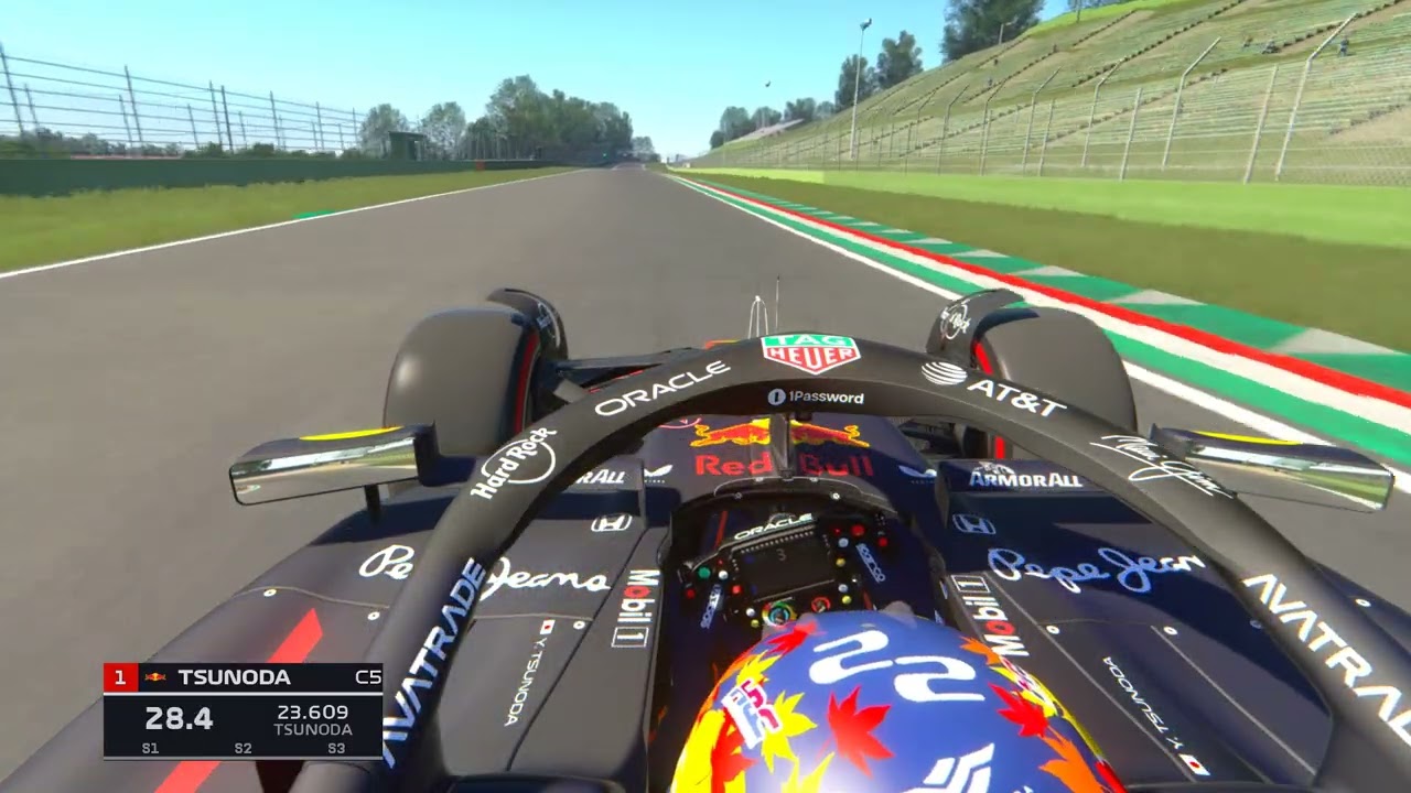 Yuki Tsunoda at the San Marino circuit in Assetto Corsa
