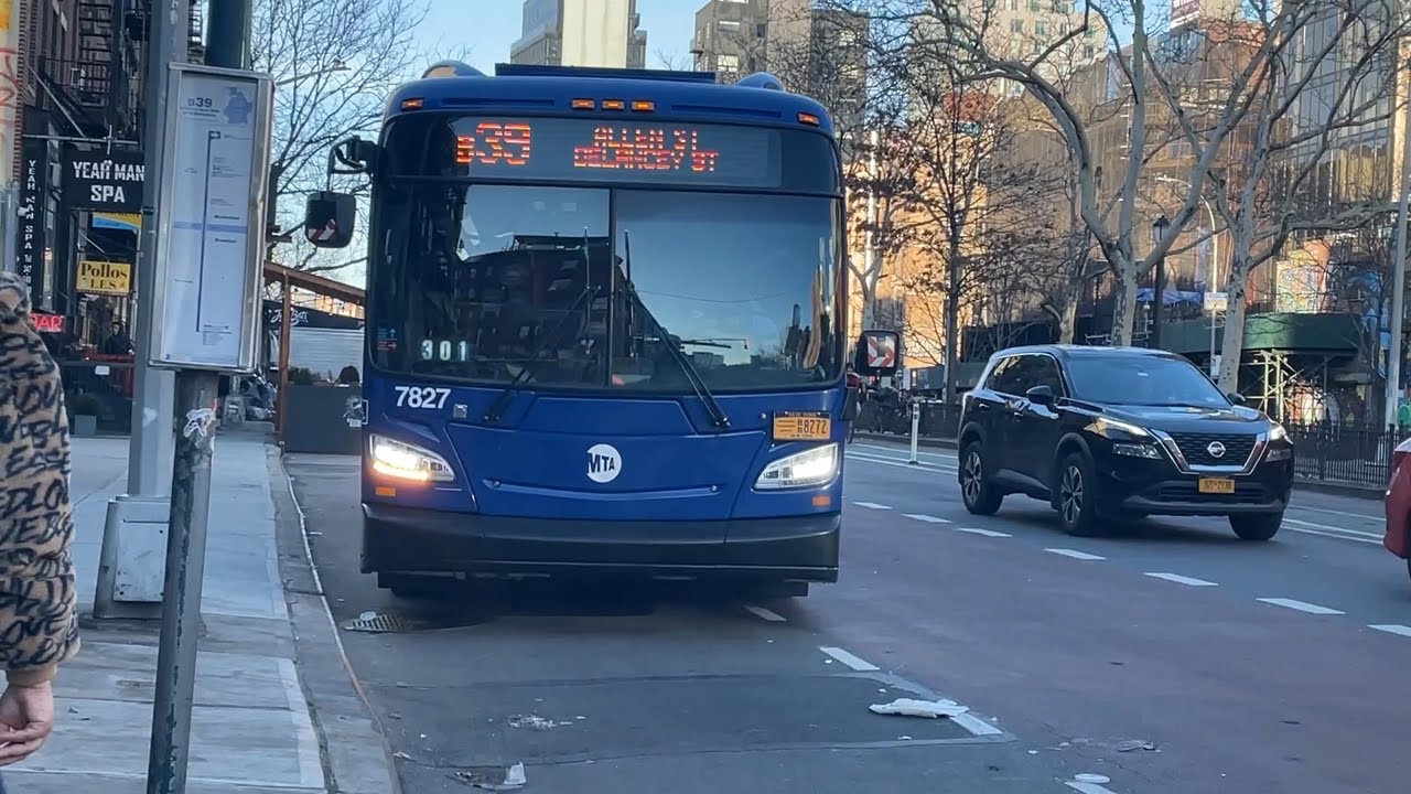 MTA B39 bus #7827 full ride from Delancey St & Allen St to Washington Plaza.