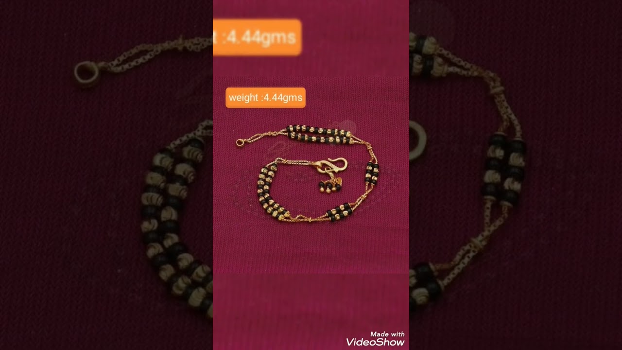 gold black bead bracelet with weight//gold light weight mangalsutra bracelet//light weight bracelet