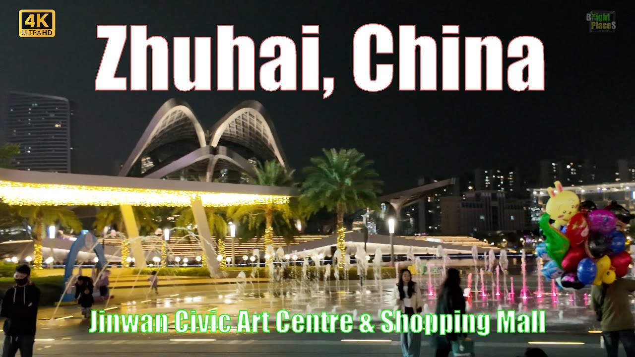 Walking Tour Jinwan Civic Art Centre & Shopping Mall,Zhuhai, China 🇨🇳  [4K UHD]