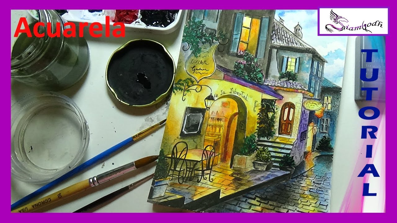 Como Pintar Ciudad con ACUARELA y TINTA CHINA 👉 TÉCNICAS MIXTAS