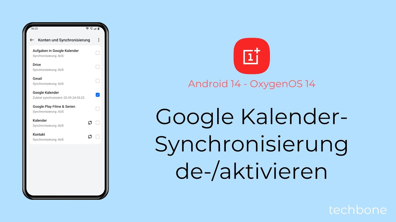 Google Kalender-Synchronisierung deaktivieren oder aktivieren - OnePlus [Android 14 - OxygenOS 14]