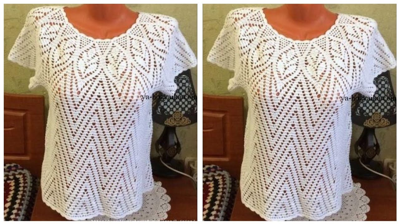 كروشية بلوزة بصدر دائري لجميع الأعمار للمبتدئين خطوة بخطوة فستان  / جيلي/الجزء1/4 Crochet blouse