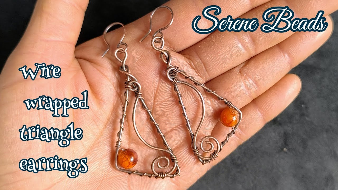 Wire wrapped triangle earrings | Step by step wire earrings tutorial | Geometric earrings