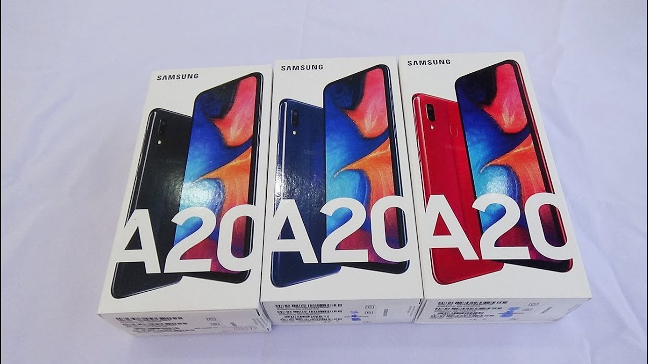 Samsung Galaxy A20 Black, Blue and Red colors unboxing and test camera