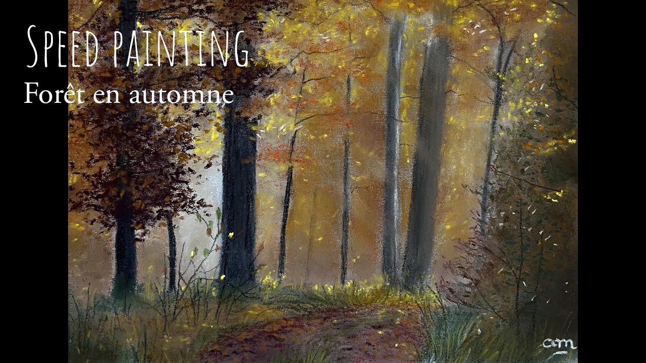 Speed painting forêt en automne aux pastels secs