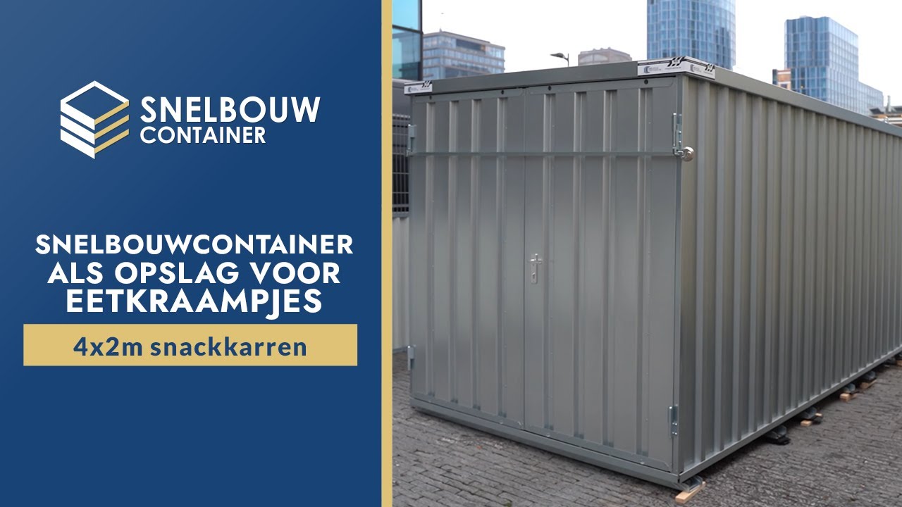 4x2 meter snelbouwcontainer  als opslag voor eetkraampjes, snackkarren
