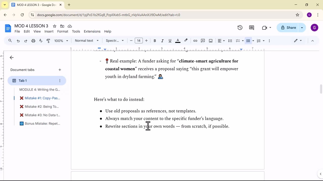 GT - MOD 4, LESSON 5 | Top Grant Writing Mistakes to Avoid | Copy-Pasting, Vague Writing