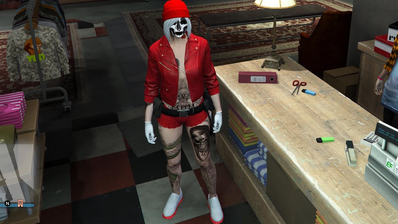 Gta5 online nice red female outfit with belt