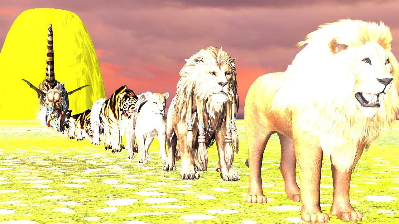 Paint Animals Gorilla Cow Lion Elephant Dinosaurs Fountain Crossing Animal Cartoon