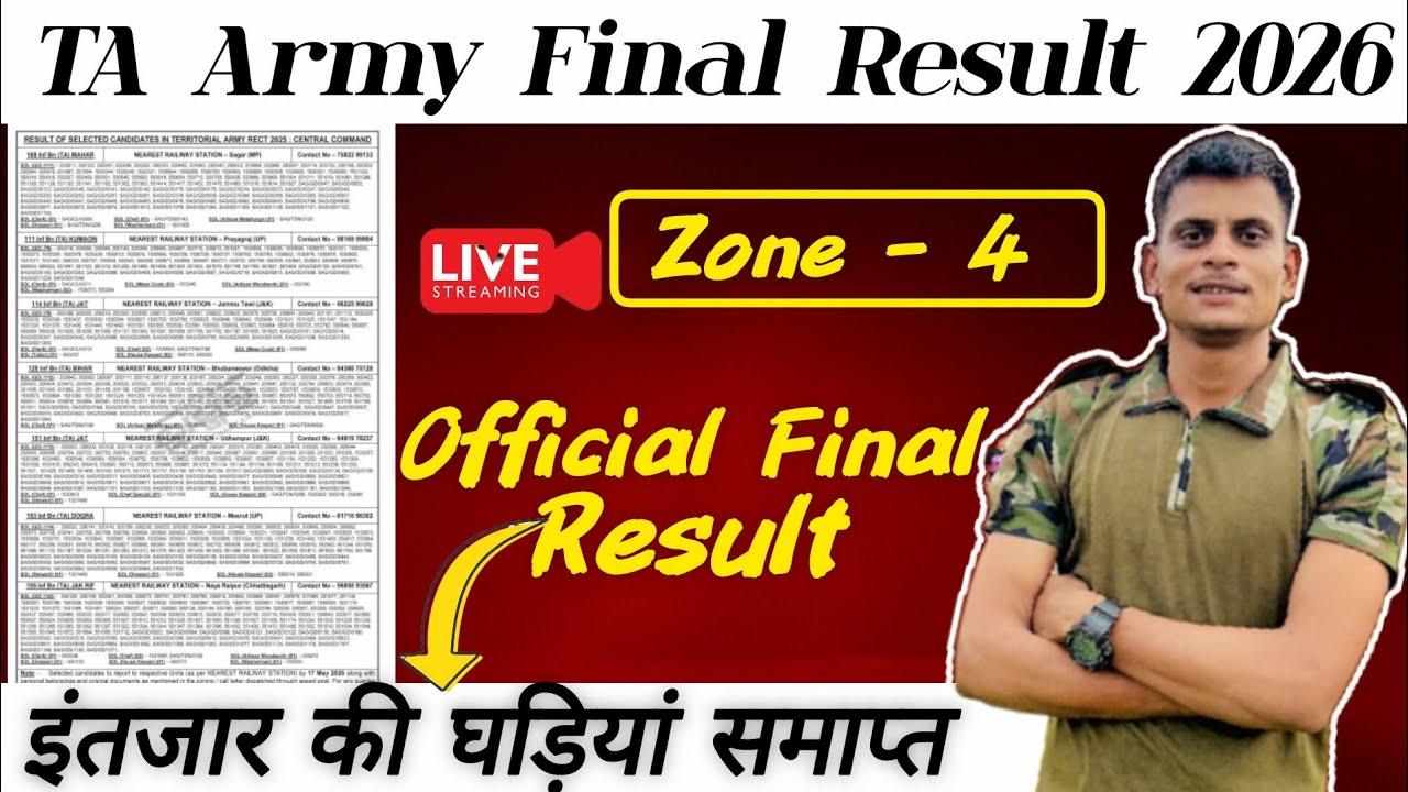 TA Army Final Result Out 2026 Zone 4 | TA Army Final Result Zone 4 | TA Army Final Result