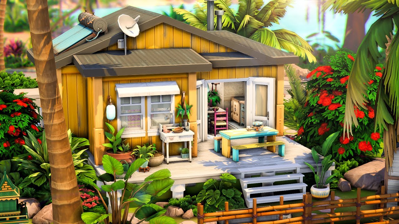 TINY TOMARANG BEACH HOUSE 🐘 The Sims 4 Speed Build