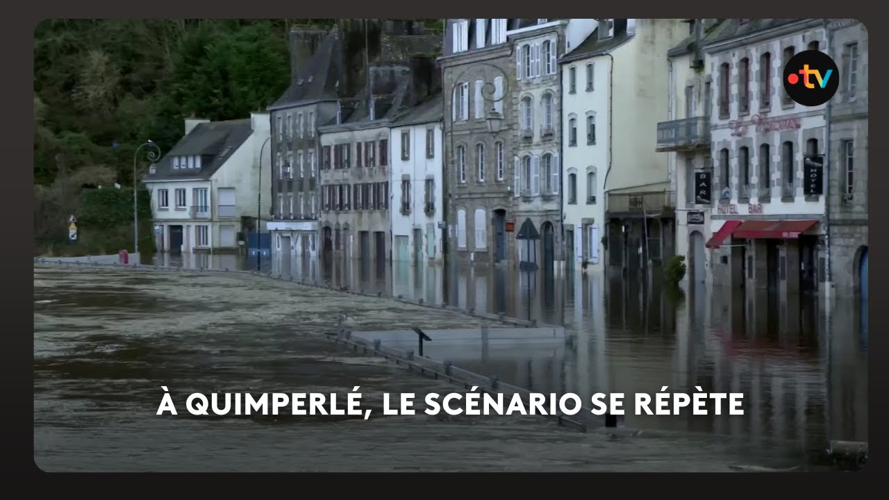 Seconde crue &agrave; Quimperl&eacute;,  la La&iuml;ta d&eacute;borde &agrave; nouveau.