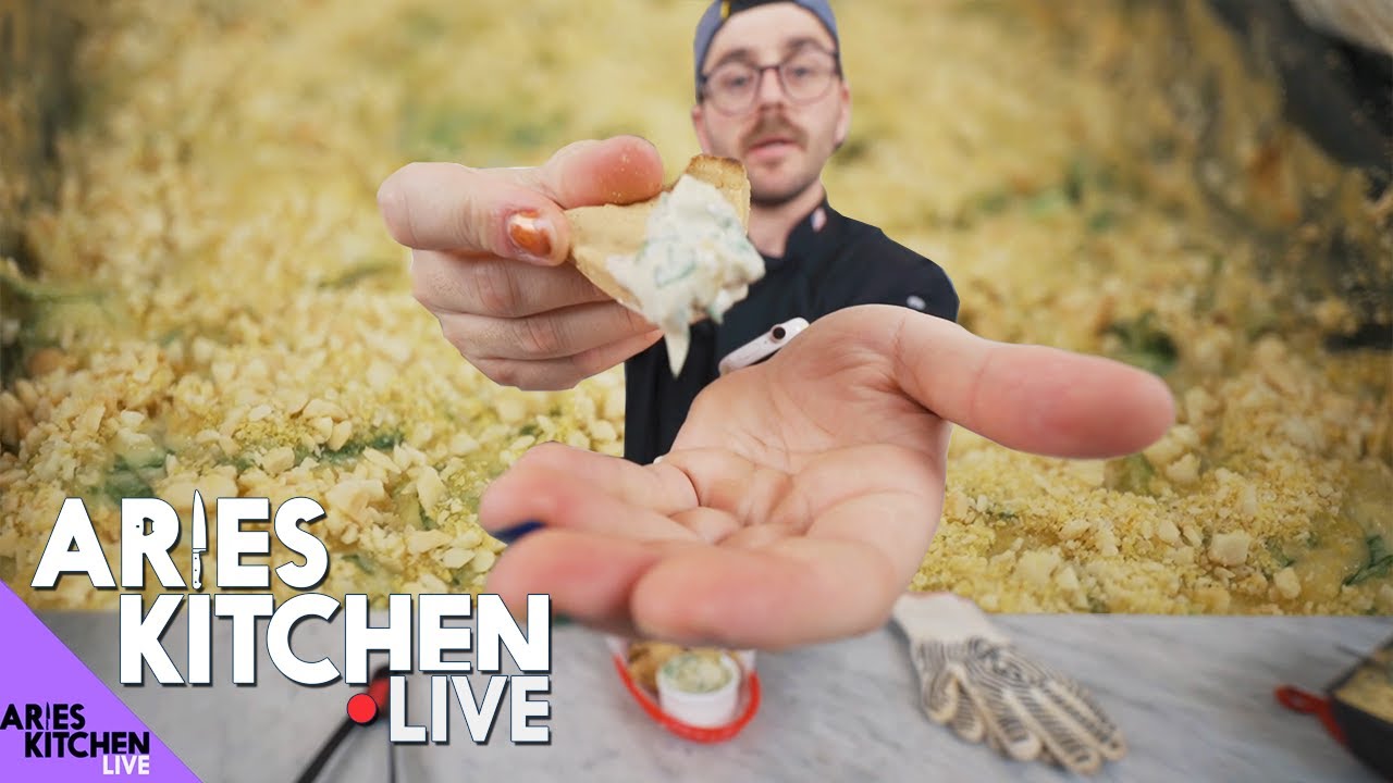 Aries Kitchen Live | Spinach Artichoke Dip and Pita Chips