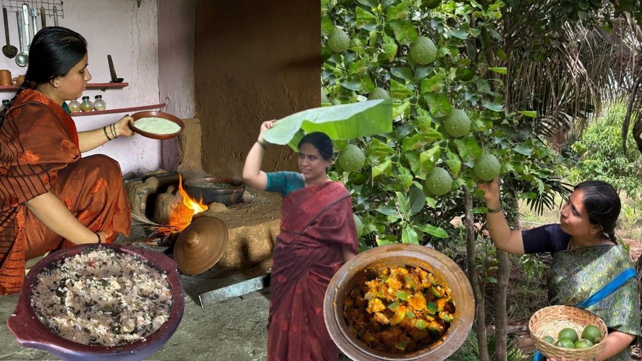 Village Women Doing Drumstick Leaves Chitranna with  Fresh Yellikayi Pickle|Family Traditional Life