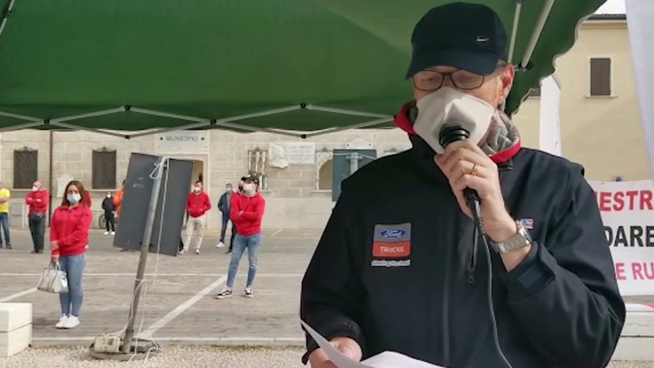 Trasporti Pesanti in piazza a Piadena Drizzona per chiedere un dialogo col comune, 3 aprile 2021