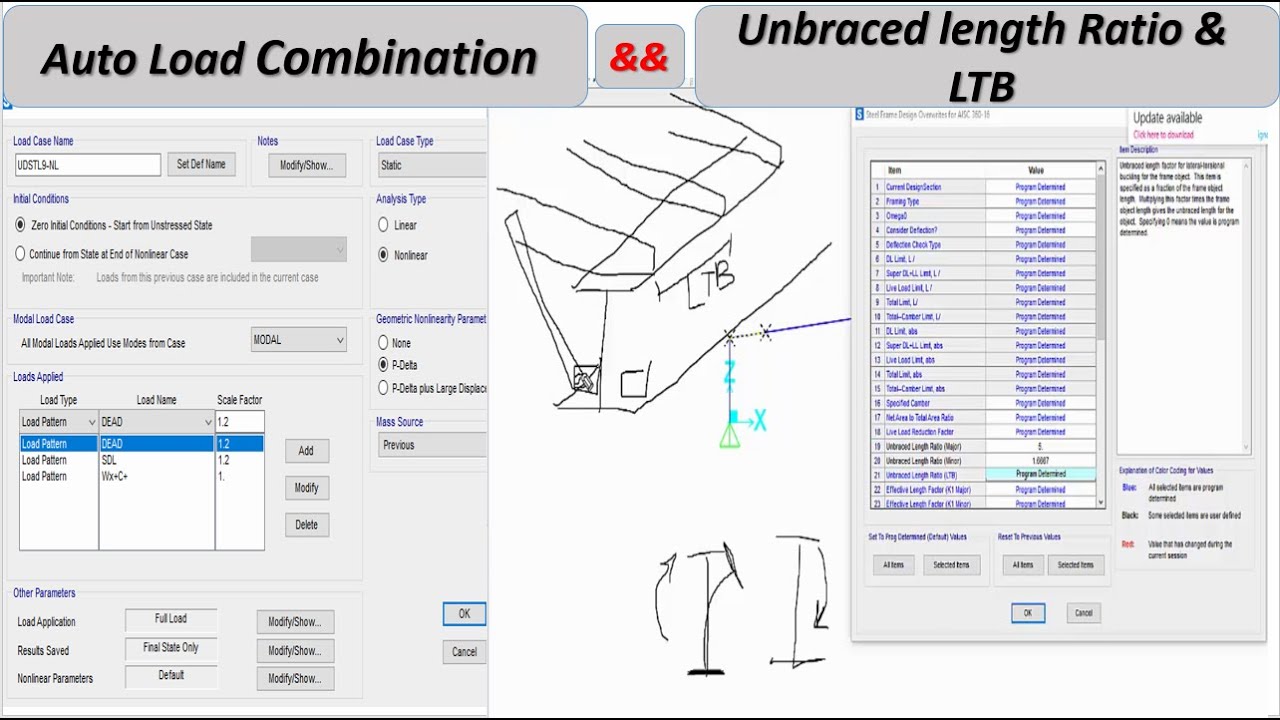 10- Define load combination & Unbraced length Ratio & LTB  || 