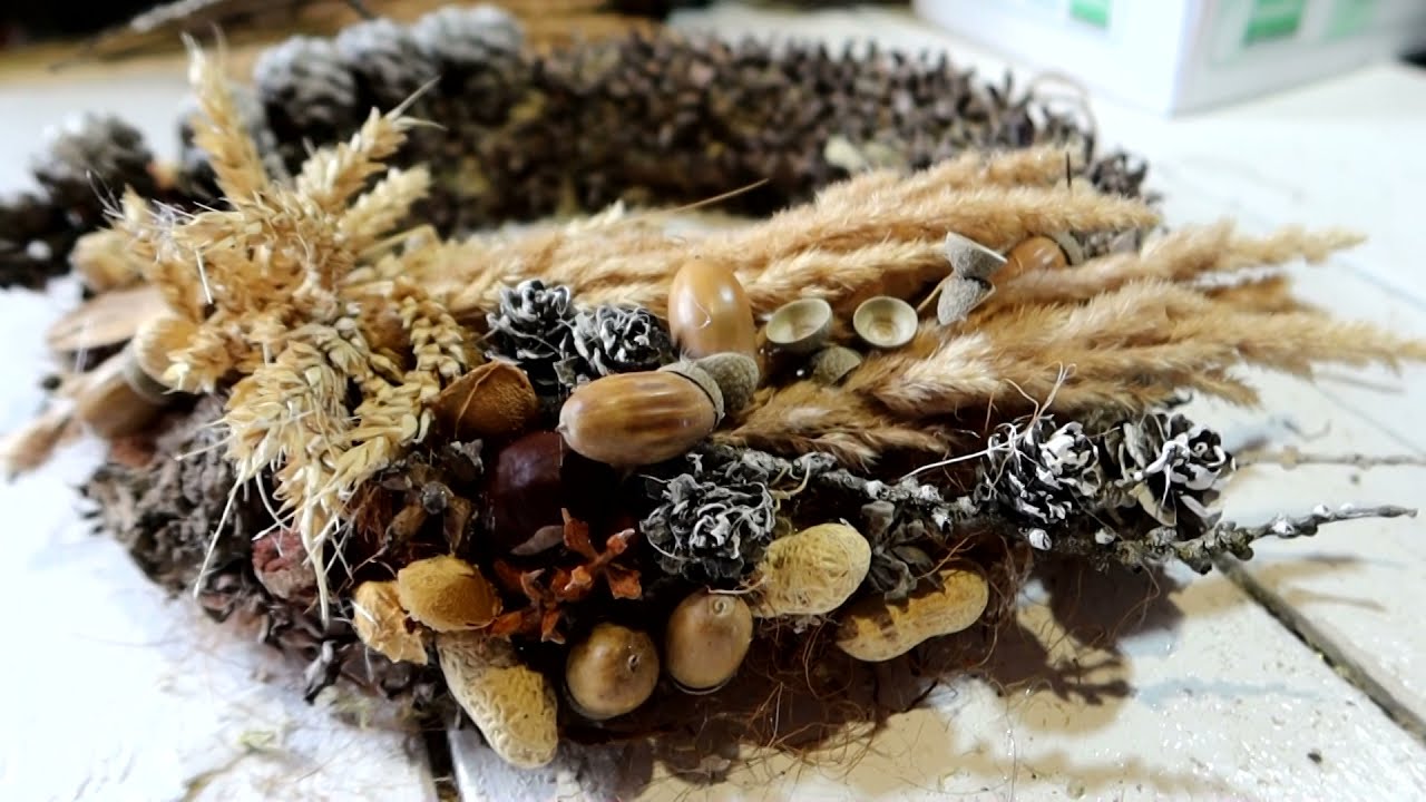 ОСЕННИЙ ВЕНОК ИЗ ПРИРОДНЫХ МАТЕРИАЛОВ СВОИМИ РУКАМИ || AUTUMN WREATH FROM NATURAL MATERIALS