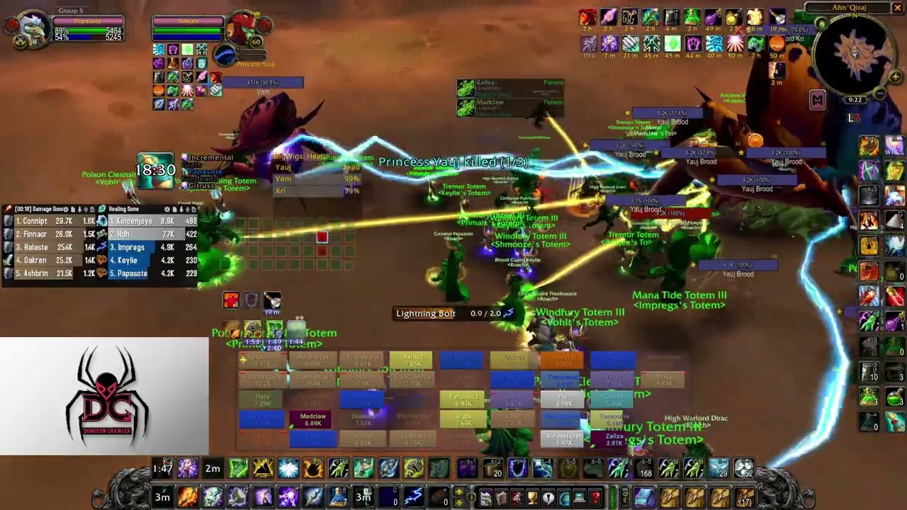 Uncut AQ40 Shaman Healing POV Roach Guild Run