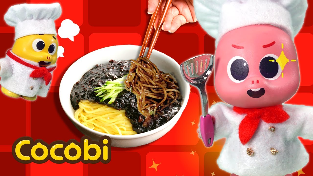 Let's Make Black Noodles! | Play with Cooking Toys | Cocobi Food Truck