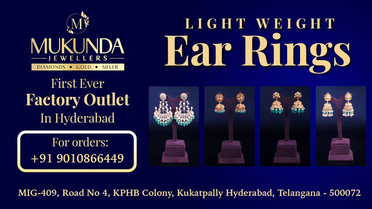 Light Weight Earrings | Mukunda Jewellers | Call or WhatsApp On 9010866449