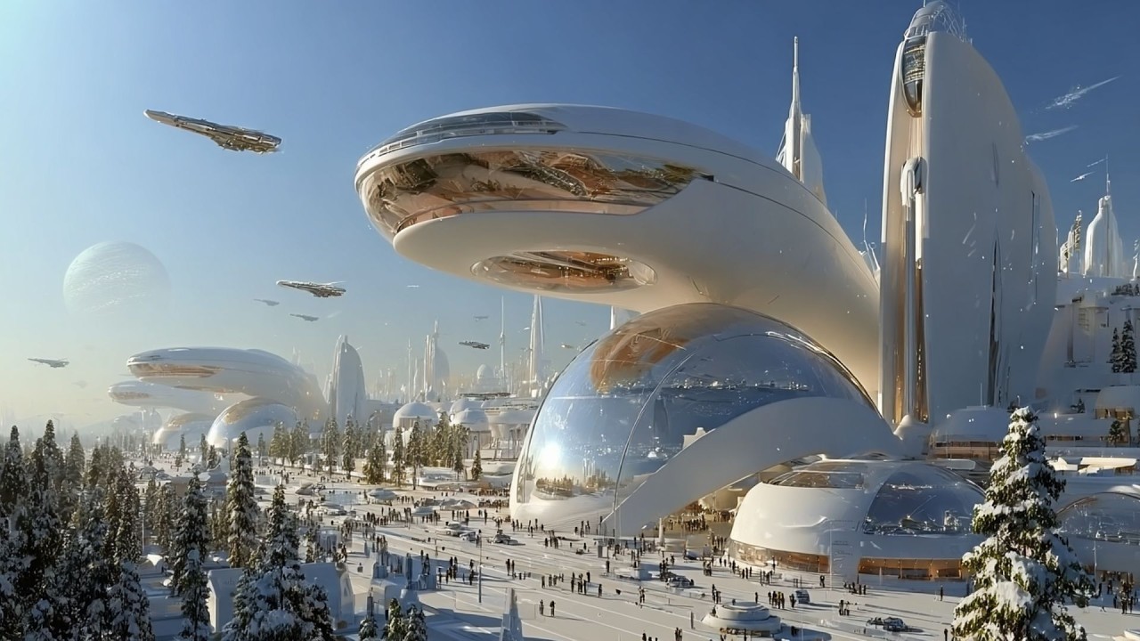 Futuristic Arctic Sanctuary — Immersive Aurora Sci-Fi Ambience (8 Hours)
