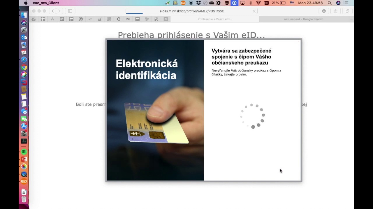 Inštalácia, aktivácia eID a elektronickej schránky. Občiansky preukaz 2020 na OSX MAC