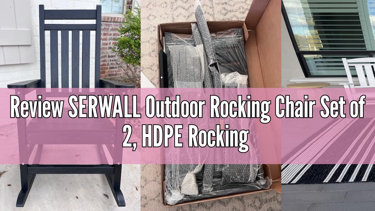 Review SERWALL Outdoor Rocking Chair Set of 2, HDPE Rocking Chair for Adults, All Weather Porch Rock