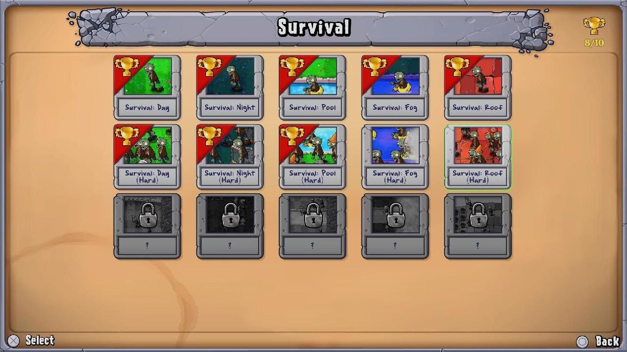 Plants vs. Zombies: Replanted Survival Roof Hard