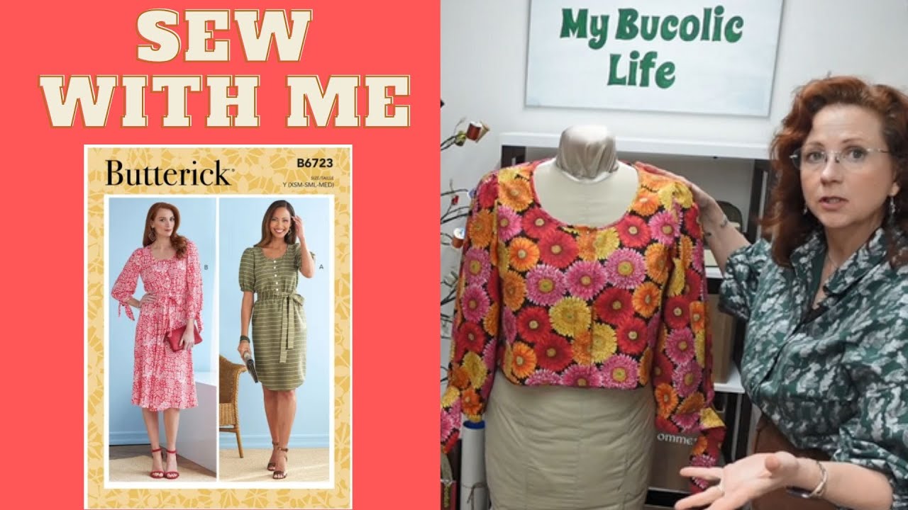 Sewing Butterick 6723 dress with tied sleeves