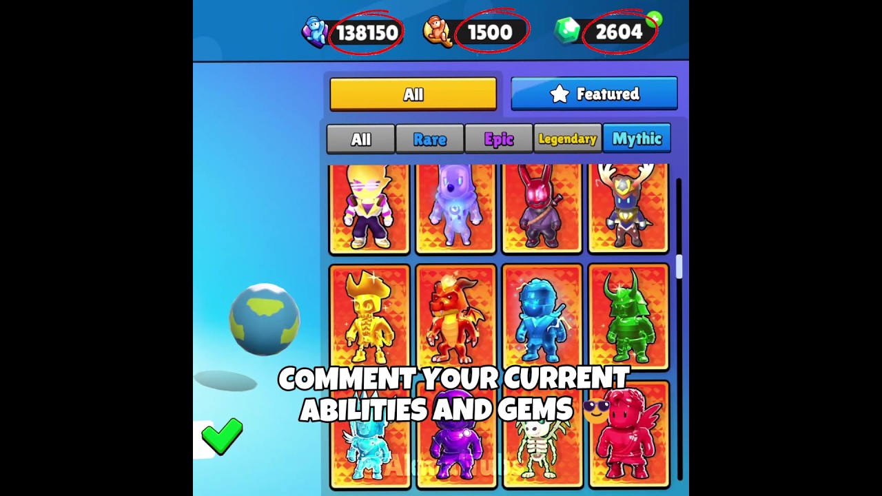 COMMENT YOUR CURRENT ABILITIES AND GEMS Stumble Guys 😎 #shorts #stumbleguys
