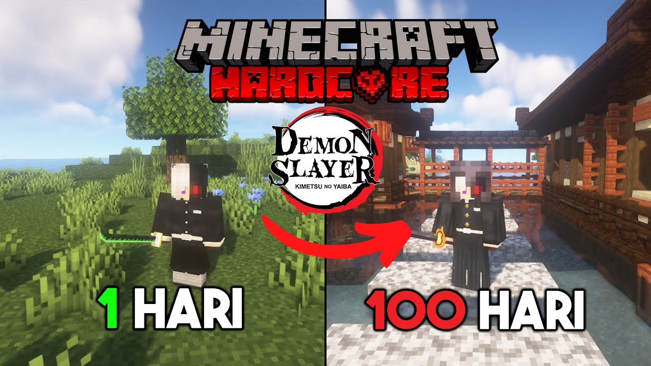 100 Hari Minecraft Hardcore Demon Slayer Part 1