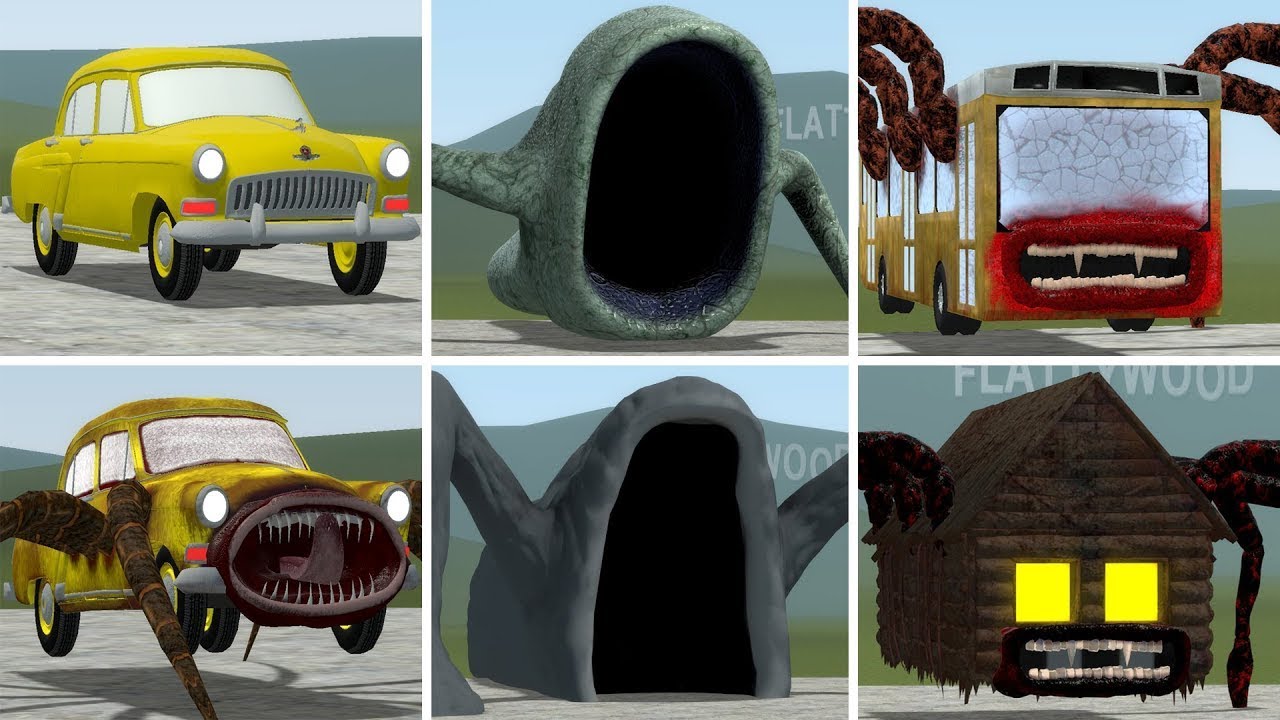 OLD AND NEW UPDATE: CAR EATER, BUS EATER BUILDING, THE BLOOP, TRAIN EATER, HOUSE HEAD IN GMOD !!