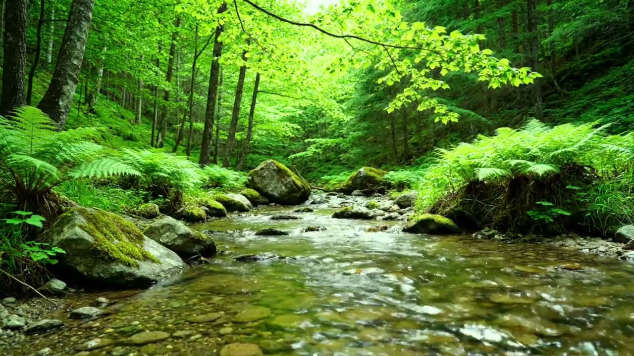 HispersRiver Relaxing Nature Sounds  Flowing River & Birds Singing for Deep Relaxation