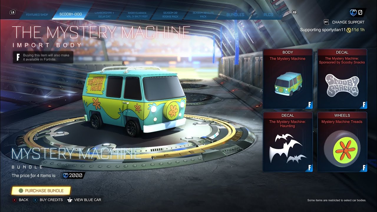 The Mystery Machine got added to Rocket League item shop
