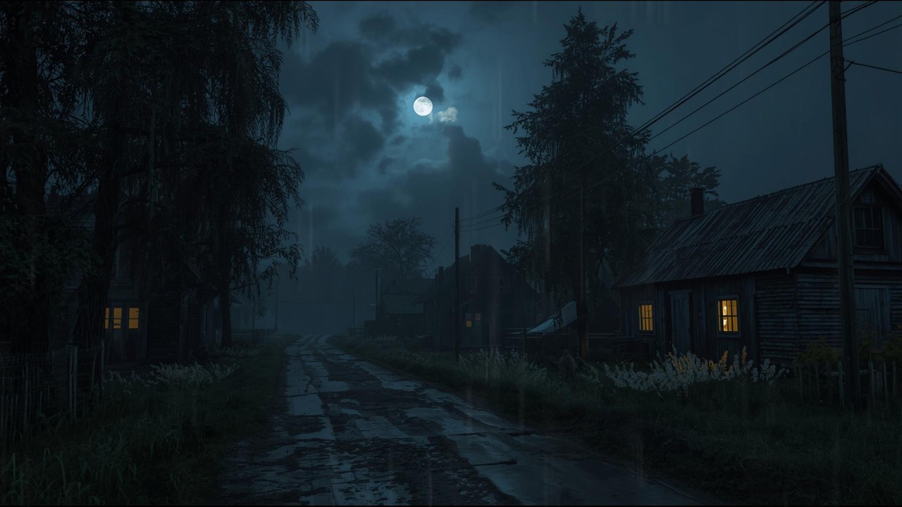 Calm Village Night Rain | Sleep Meditation And Night Calm Ambience